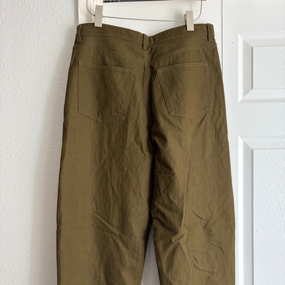 COS | Tapered Leg High Rise Chino Pants Trousers Textured Green Size 12 - Picture 6 of 9